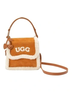 Shearling Logo Hand Bag in Chestnut