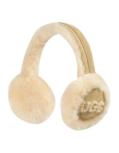 Sheepskin With Logo Earmuff in Sand