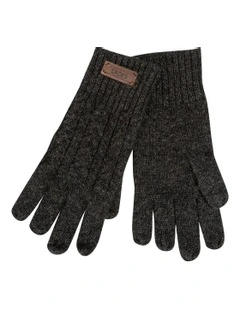 Cable Knit Pure Cashmere Touch Screen Gloves in Charcoal Grey Melange