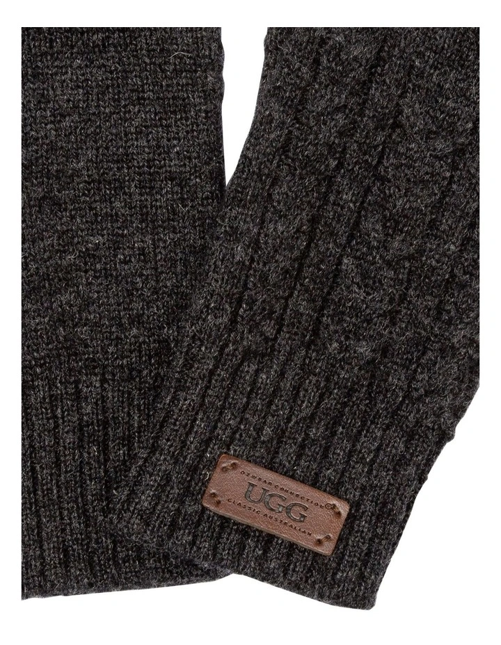 Cable Knit Pure Cashmere Touch Screen Gloves in Charcoal Grey Melange image 2