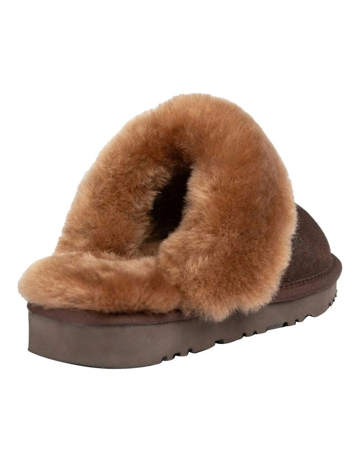 Premium Australia Sheepskin Scuffete Suede Slippers in Chocolate image 2