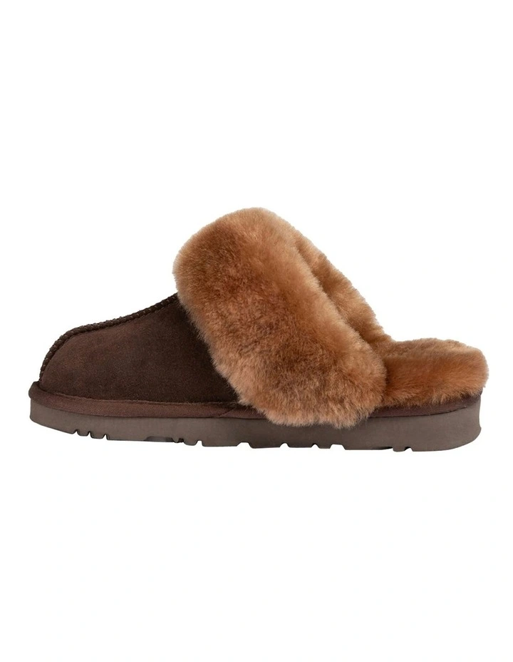 Premium Australia Sheepskin Scuffete Suede Slippers in Chocolate image 3