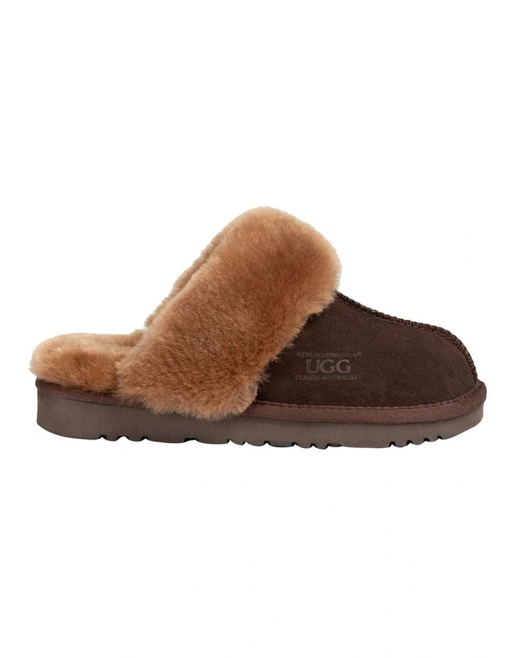 Premium Australia Sheepskin Scuffete Suede Slippers in Chocolate image 4