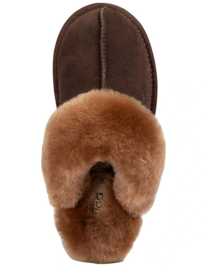 Premium Australia Sheepskin Scuffete Suede Slippers in Chocolate image 5