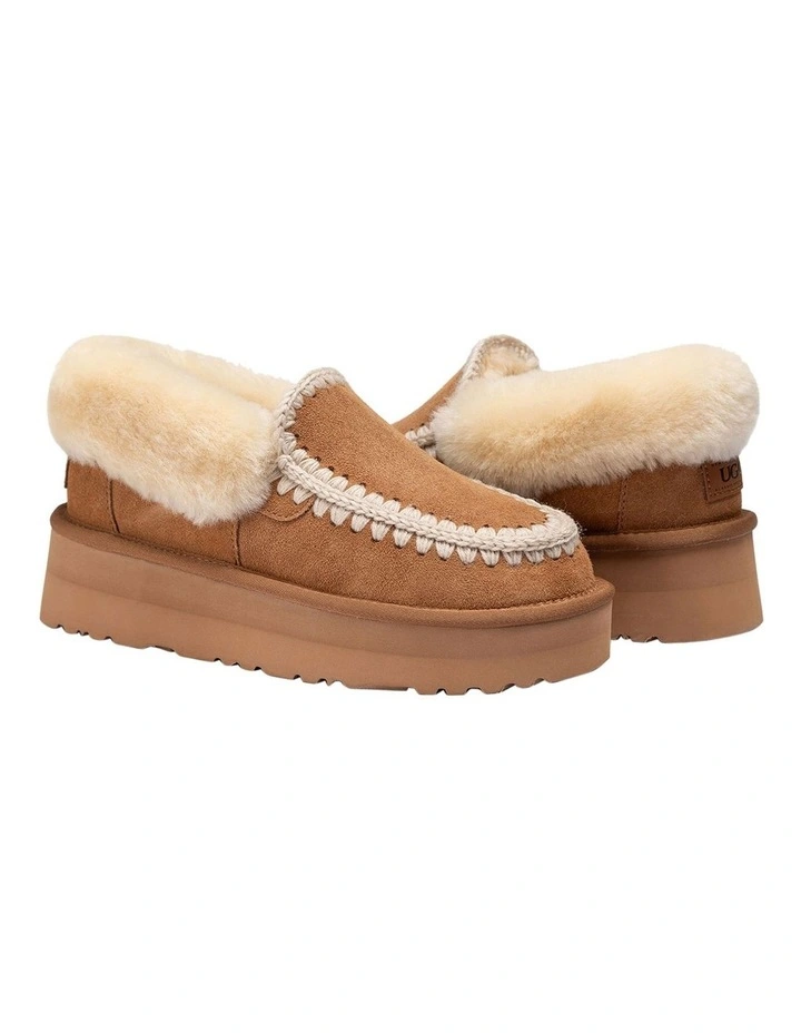 Platform Eskimo Collar Boots in Chestnut image 2