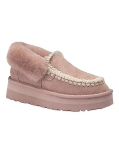Platform Eskimo Collar Boots in Dusty Pink