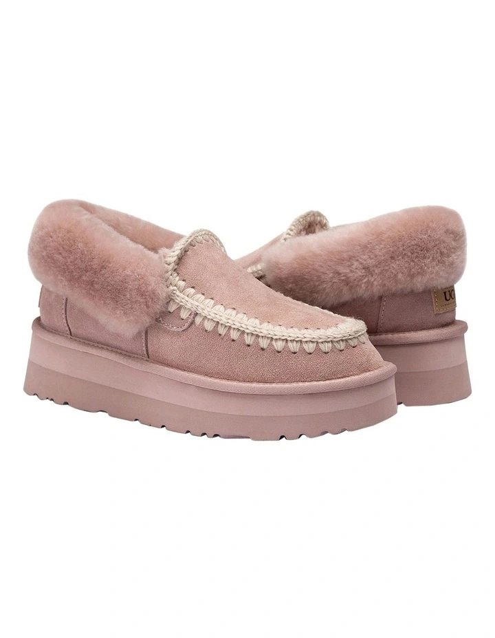 Platform Eskimo Collar Boots in Dusty Pink image 2