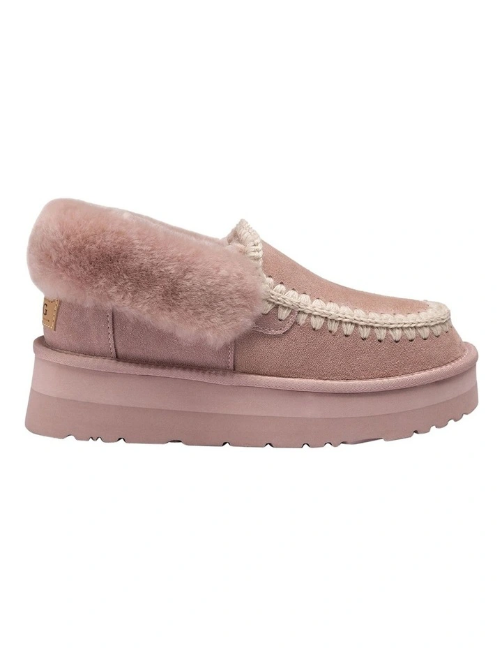 Platform Eskimo Collar Boots in Dusty Pink image 3
