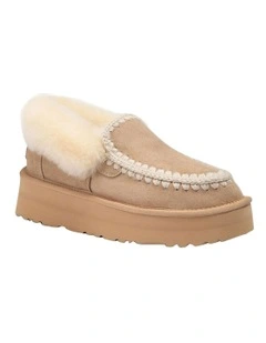Platform Eskimo Collar Boots in Sand