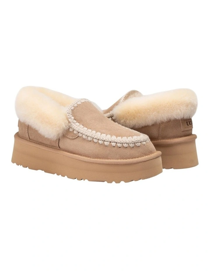 Platform Eskimo Collar Boots in Sand image 2