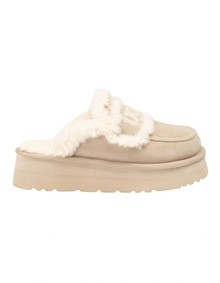 Violet Shearling Platform Slipper in Beige image 3