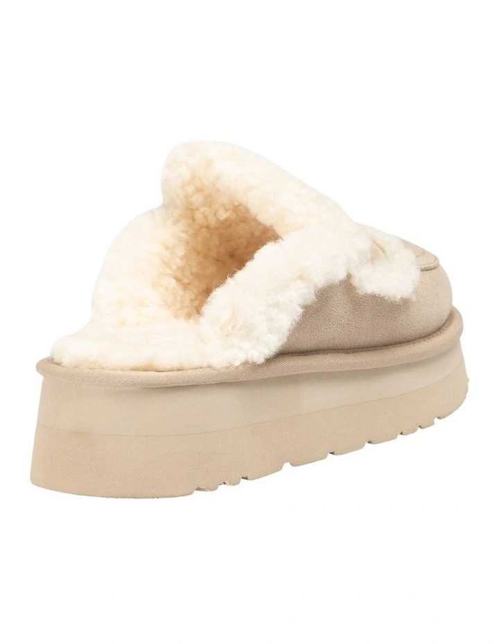 Violet Shearling Platform Slipper in Beige image 4