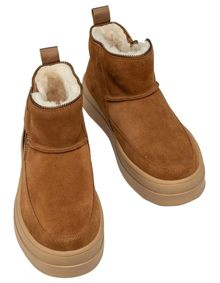 Tag Zipper Ankle Boots in Chestnut image 3