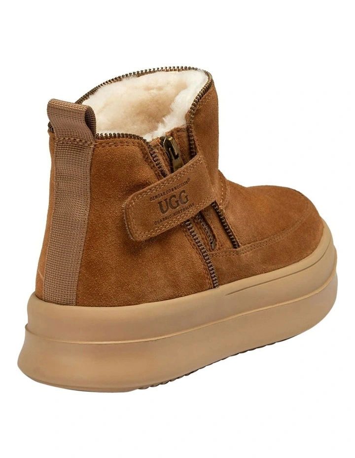 Tag Zipper Ankle Boots in Chestnut image 5