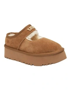 Mary Jane Emb Logo Platform in Chestnut