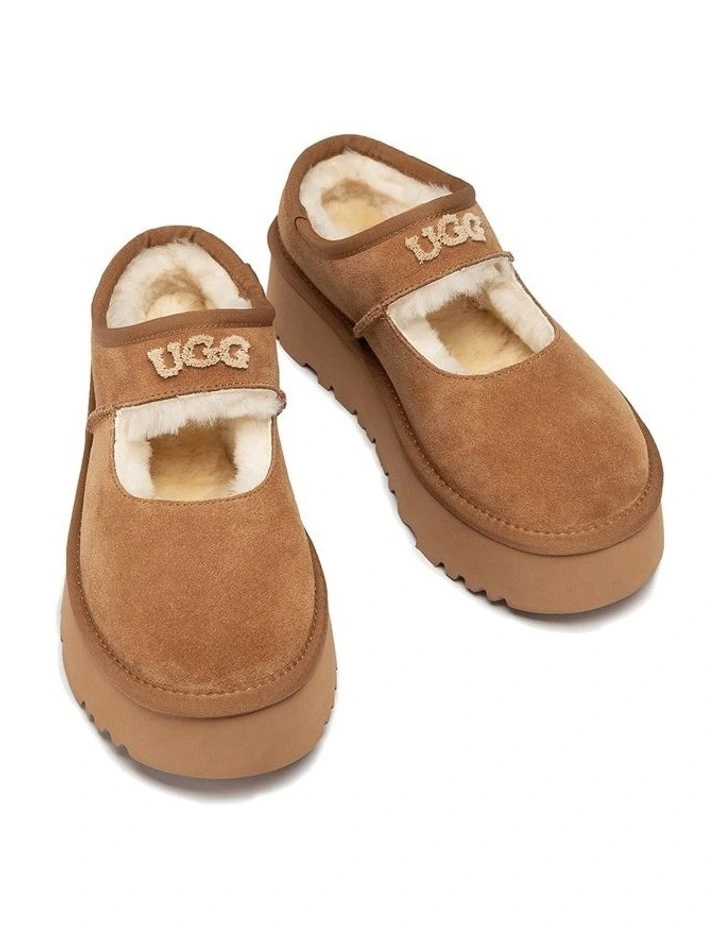 Mary Jane Emb Logo Platform in Chestnut image 3
