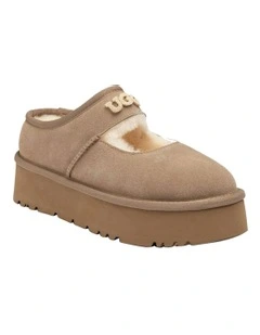 Mary Jane Emb Logo Platform in Brown