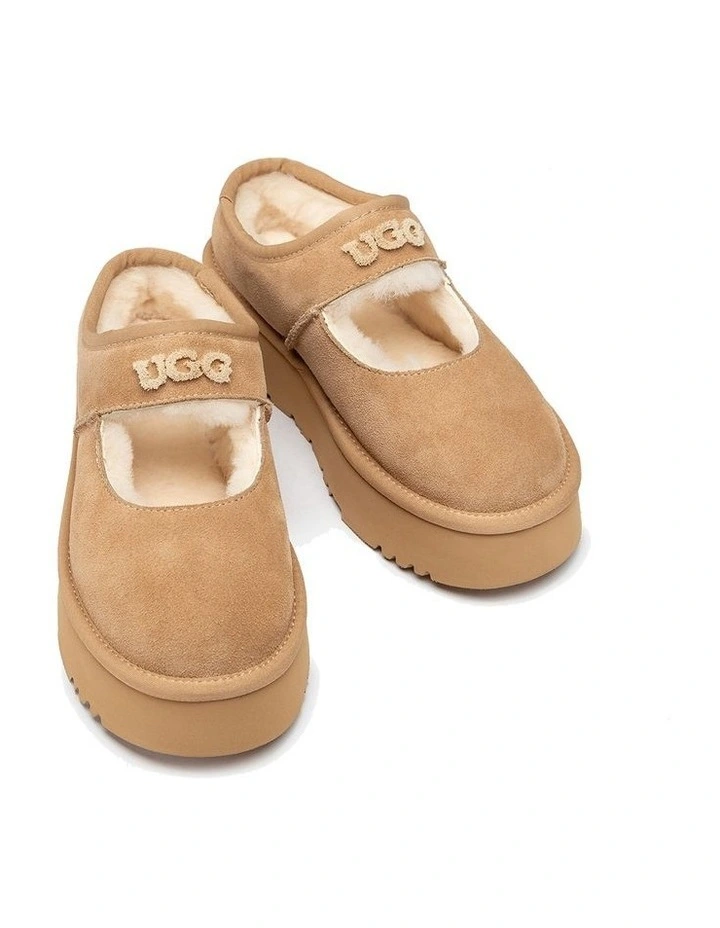 Mary Jane Emb Logo Platform Shoes in Sand image 3