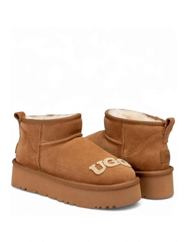 Classic Dana Emb Logo Platform Ultra Boots in Chestnut image 2