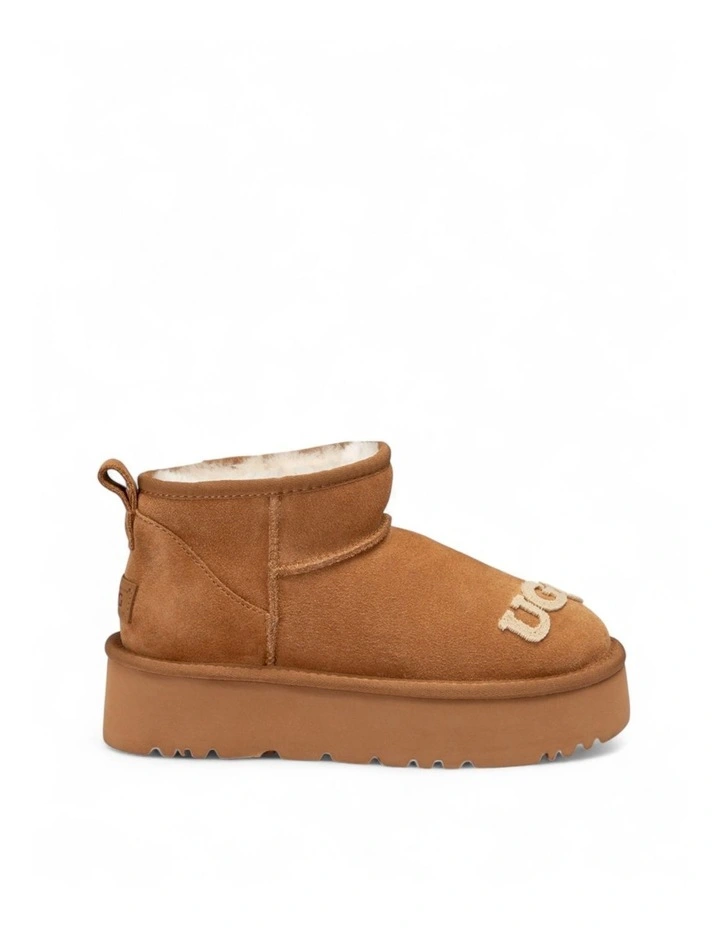 Classic Dana Emb Logo Platform Ultra Boots in Chestnut image 3