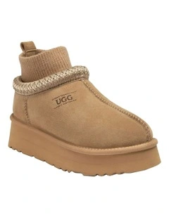 Sydney Knit Platform Slipper in Sandcastle