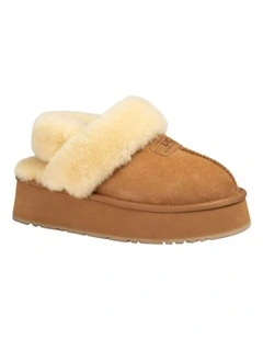 Coquette Platform Slipper in Chestnut