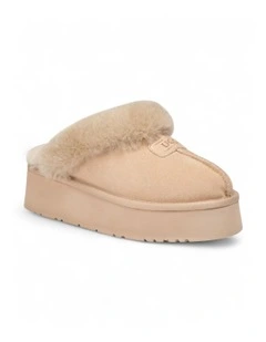 Coquette Platform Slipper in Beige