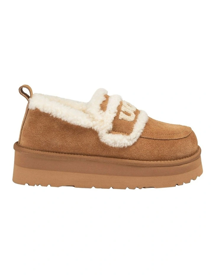 Violet Shearling Platform Loafer in Chestnut image 1
