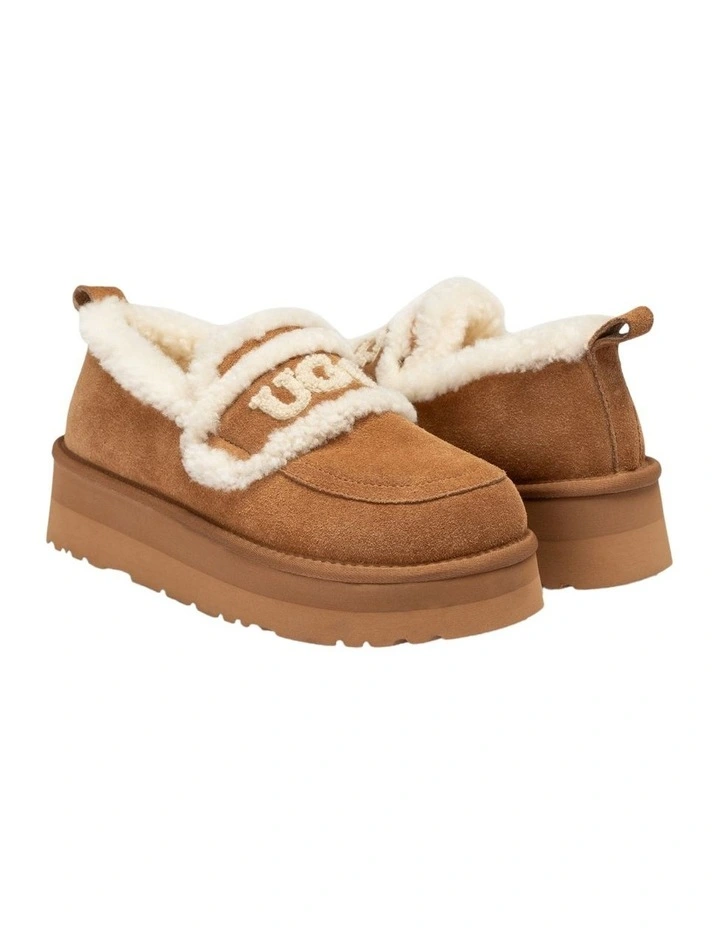 Violet Shearling Platform Loafer in Chestnut image 2