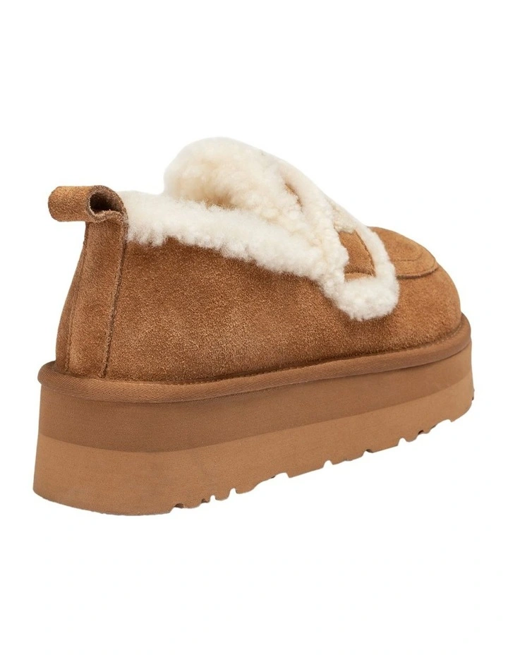 Violet Shearling Platform Loafer in Chestnut image 5