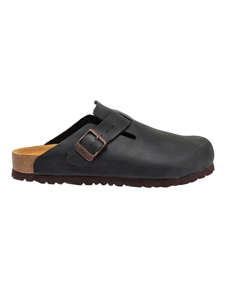 Aussie Leather Footbed Mens Sandals in Black image 1