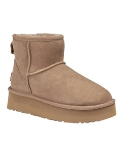 Classic Platform Mini Boots in Brown