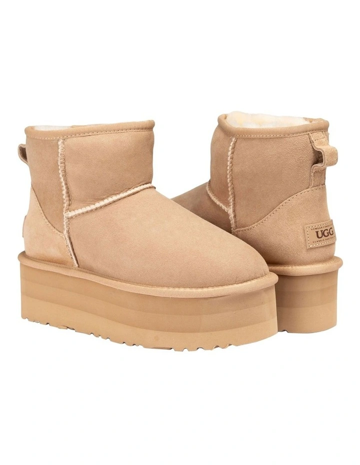 Classic Platform Mini Boots 5cm in Sand image 2