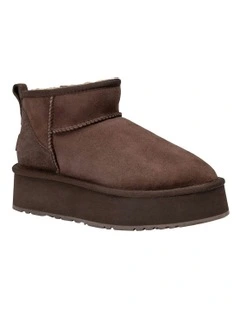 Classic Platform Ultra Mini Boots in Chocolate