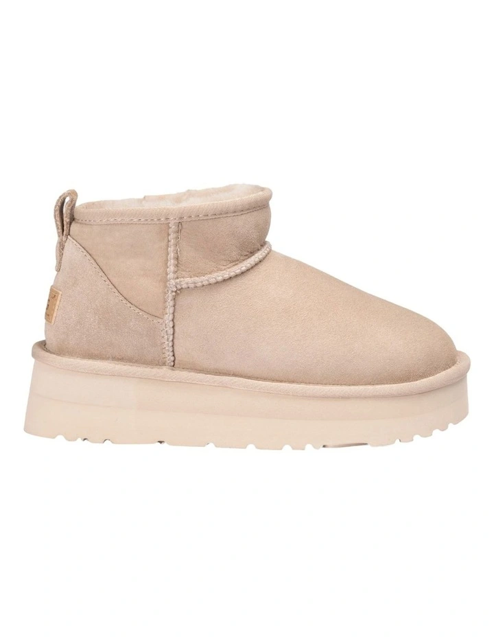 Classic Platform Ultra Mini Boots in Beige image 3