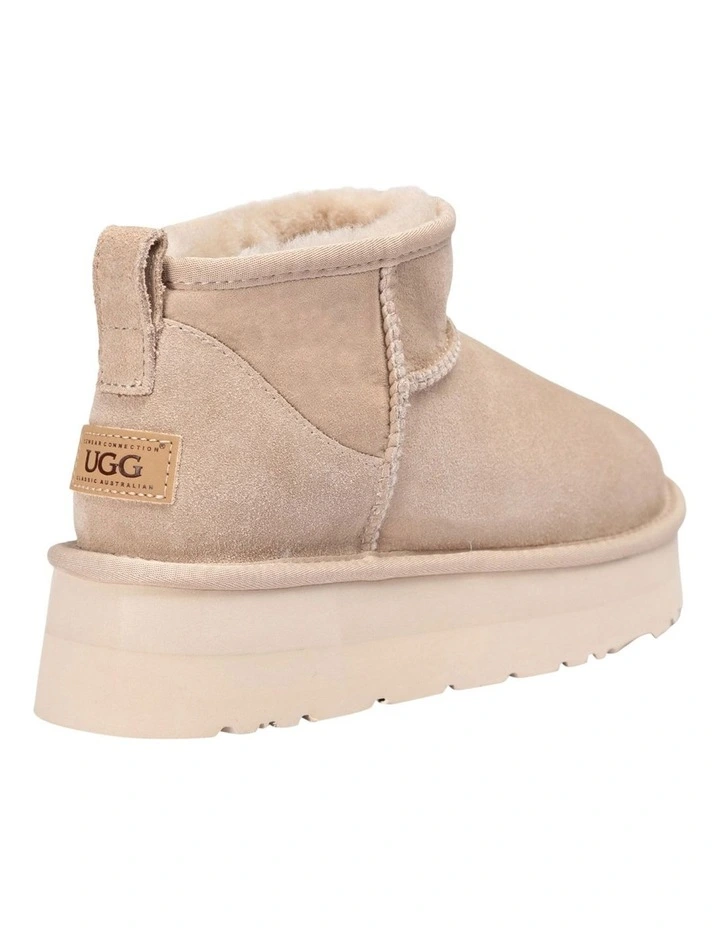 Classic Platform Ultra Mini Boots in Beige image 4