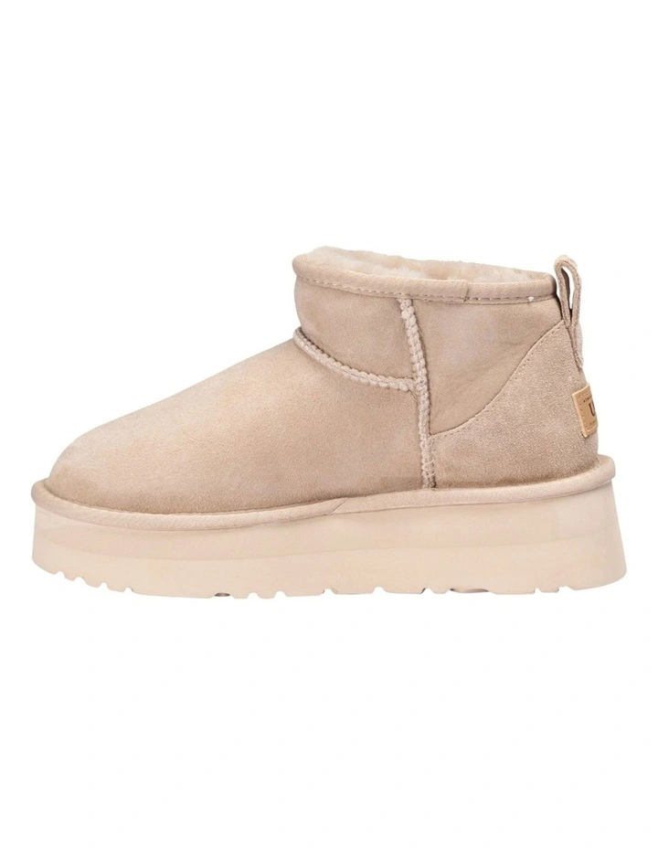 Classic Platform Ultra Mini Boots in Beige image 5