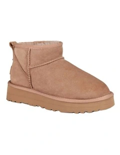 Classic Platform Ultra Mini Boots in Brown