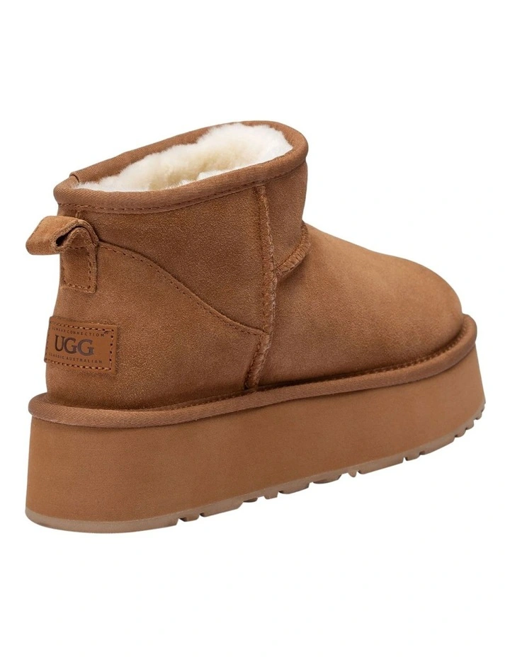 Classic Platform Knit Logo Ultra Mini Boots 4cm in Chestnut image 4