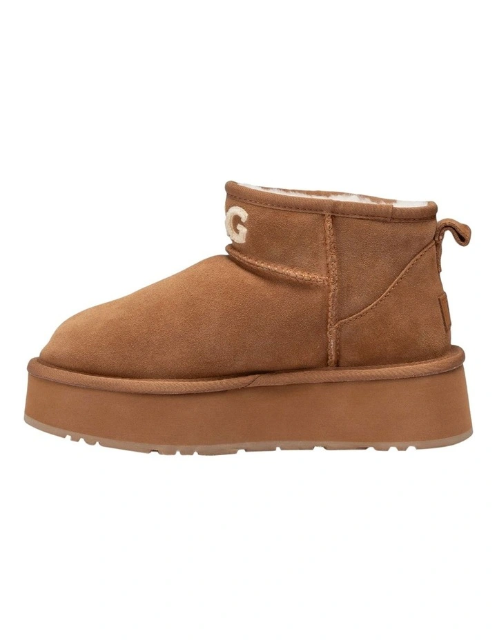 Classic Platform Knit Logo Ultra Mini Boots 4cm in Chestnut image 5