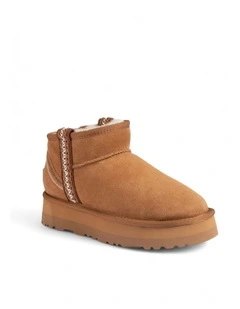 Sydney Platform Ultra Mini Boots in Chestnut