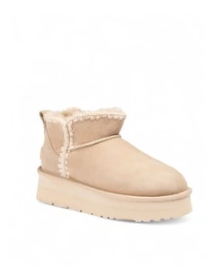 Eskimo Platform Mini Boots in Beige