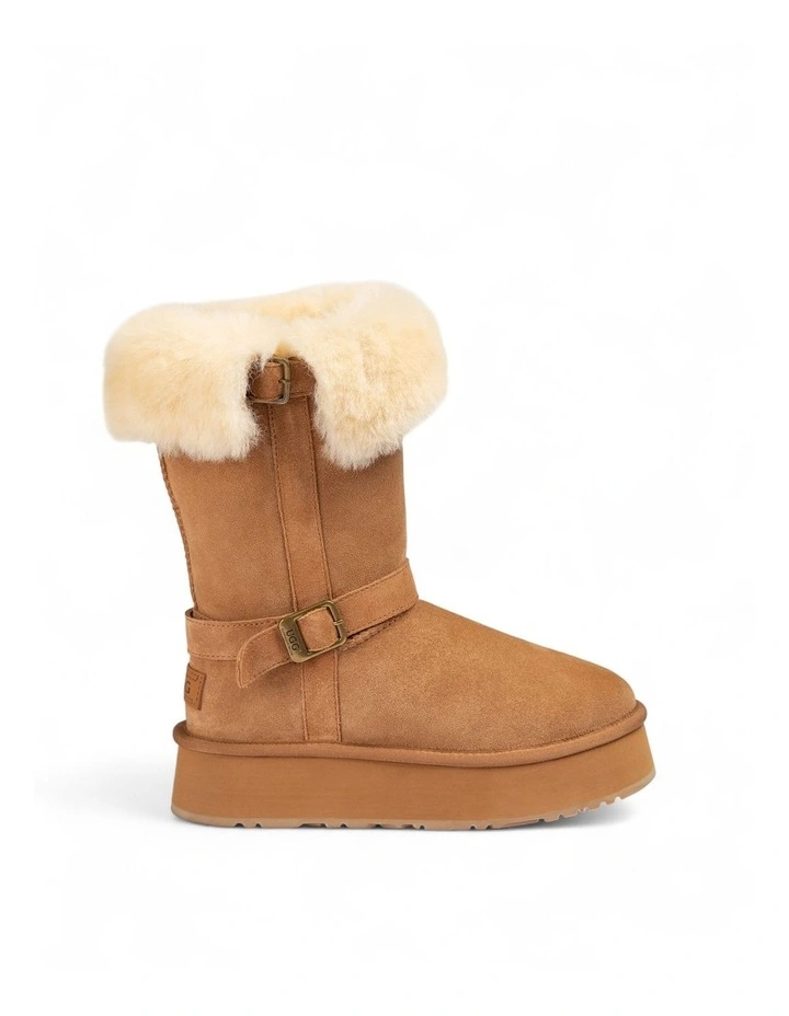 Classic Platform Buckle Long Boots (4.5cm) (Water Resistant) in Chestnut image 3