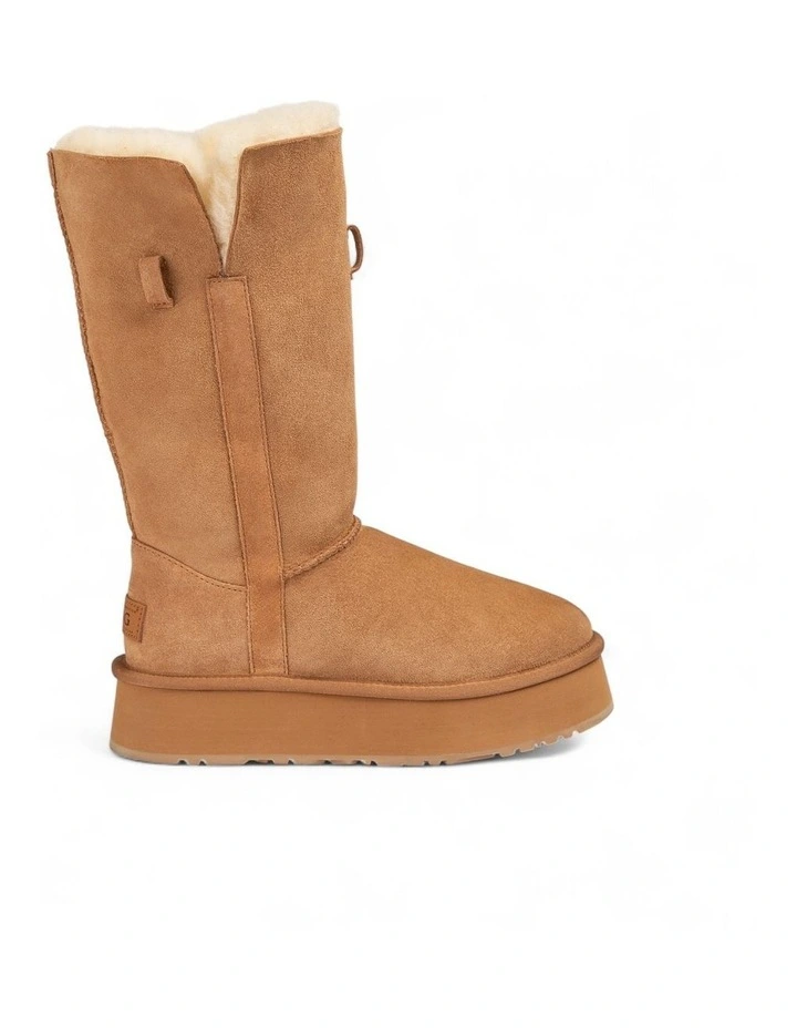 Classic Platform Buckle Long Boots (4.5cm) (Water Resistant) in Chestnut image 5