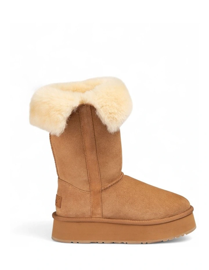 Classic Platform Buckle Long Boots (4.5cm) (Water Resistant) in Chestnut image 6