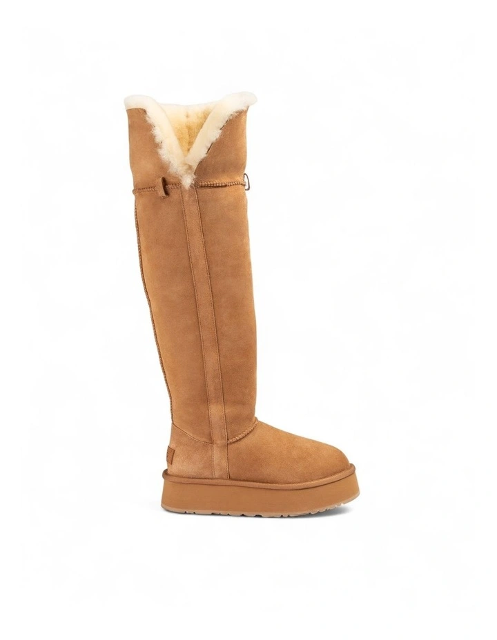 Classic Platform Buckle Tall Boots (Over The Knee) in Chestnut image 3