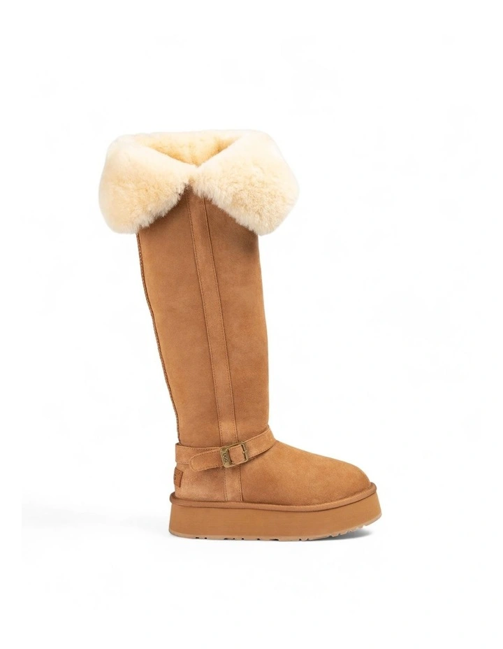 Classic Platform Buckle Tall Boots (Over The Knee) in Chestnut image 4