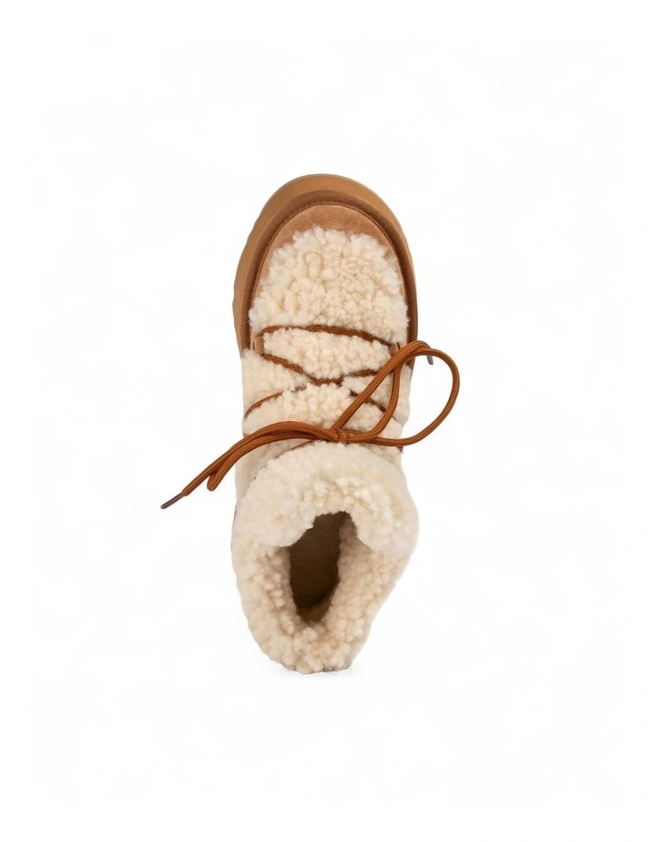 Classic Fluffy Lace-Up Platform Mini Snow Boots (4.5cm) (Water Resistant) in Chestnut image 6