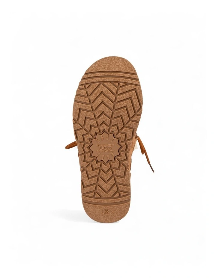 Classic Fluffy Lace-Up Platform Mini Snow Boots (4.5cm) (Water Resistant) in Chestnut image 7