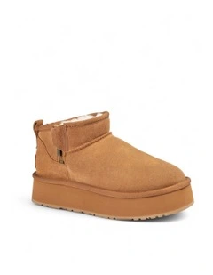 Platform Beri Zipper Boots in Chestnut